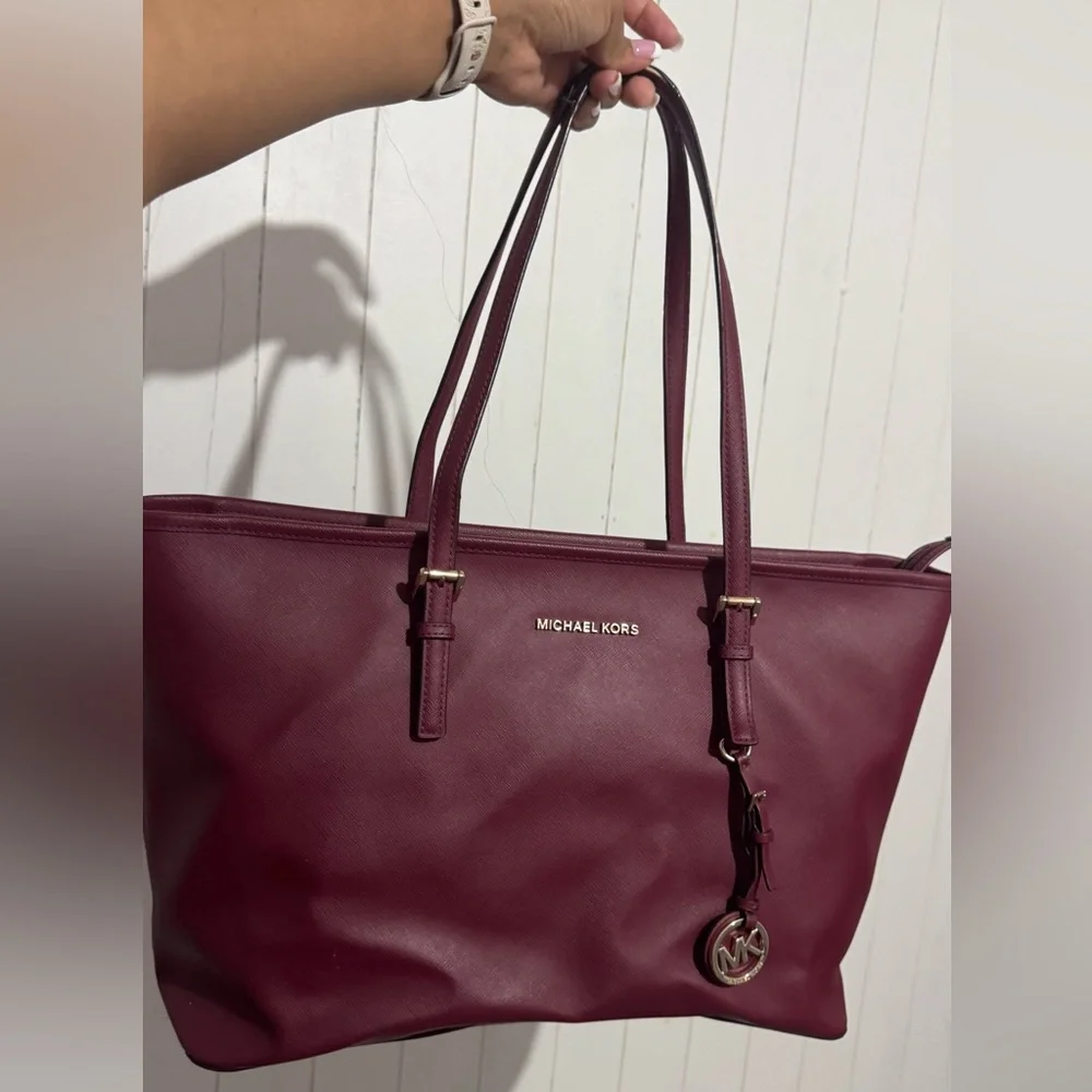 Michael Kors Burgundy Tote Bag